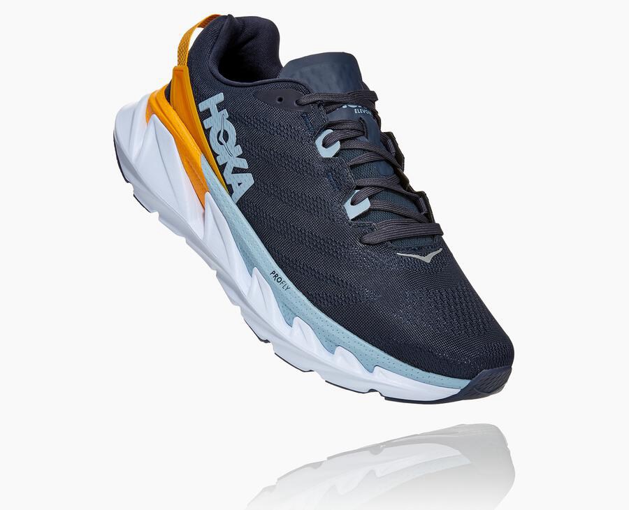 Running Shoes Mens - Hoka One One Elevon 2 - Navy/White - JQBWYEG-04